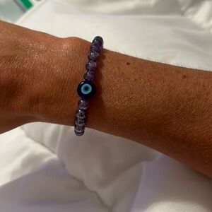 Handmade evil eye bracelet mystic coated amethyst